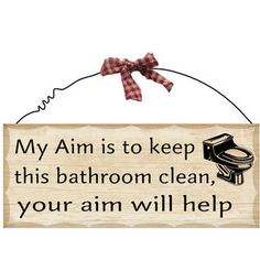 Wood Signs with Sayings | ... Small Wooden Sign Plaque Bathroom AIM ...