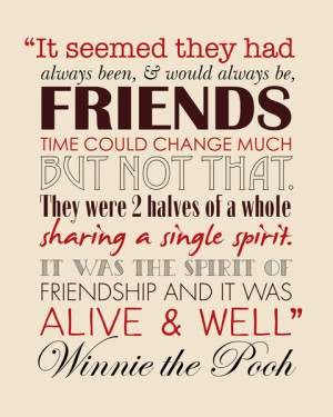 Winnie the Pooh Friendship Quote - Tan & Red Canvas Print
