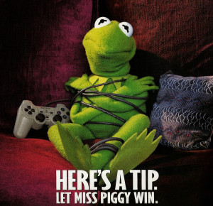 Kermit in a magazine ad promoting the 2000 Muppet games, Muppet ...