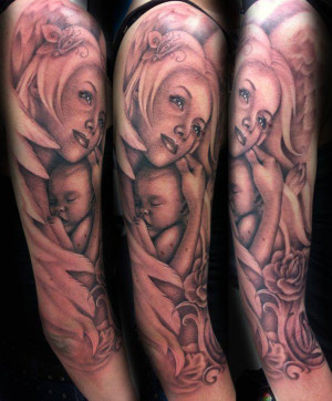 home arm tattoos mother and child love tattoo on arm