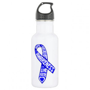 Colon Cancer Slogans Ribbon 18oz Water Bottle