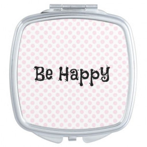 Polka Dot with Happy Quote Travel Mirror