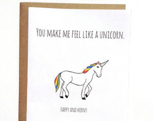 ... card for husband wife, you make me feel like a unicorn happy and horny