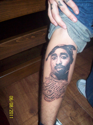 Thug Life Tattoo Stomach Thug life portrait tattoo on back leg. view ...