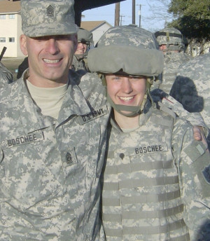 Command Sgt. Maj. Guy Boschee, serving in Iraq, while his daughter is ...