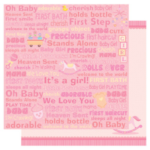 ... Baby Collection - 12 x 12 Double Sided Glitter Paper - Baby Girl Words