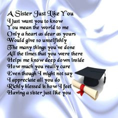 Personalised Coaster - Sister Poem - Graduation + FREE GIFT BOX More