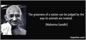 ... can be judged by the way its animals are treated. - Mahatma Gandhi