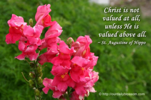 ... valued at all, unless he is valued above all. ~ St. Augustine of Hippo