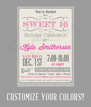 Sweet 16 Invitation Templates Printable. Sweet Sixteen Cards Sayings ...