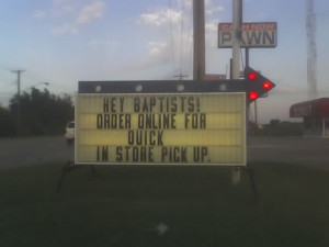 Sign outside a liquor store in Moore, OK