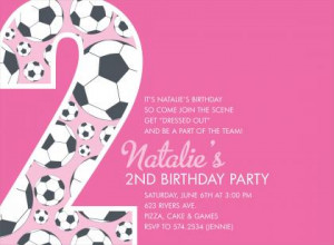 2nd Birthday Soccer Pink Birthday Invitations