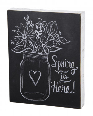 Spring is Here - Chalkboard style box sign