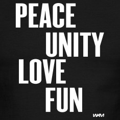 Black/white peace unity love fun ( zulu nation ) by wam T-Shirts