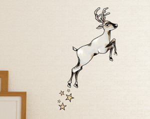 Christmas Reindeer Scroll Wall Deca l - Wall Fabric - Vinyl Decal ...