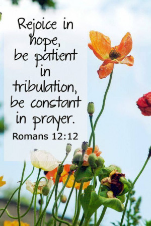 Rejoice in hope, be patient in tribulation, be constant in prayer ...