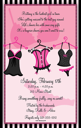 Perfect for a Lingerie shower! Fun black and pink invitation with cute ...