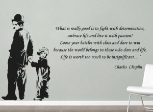 Charlie Chaplin silhouette with quote in vinyl wall decal sticker ...