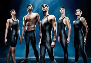The US Olympic Swim Team sported Speedo Fastskin LZR Racer body suits