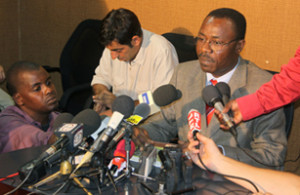 Mahamane Laouali Dan Dah, right, Niger's minister of higher education ...