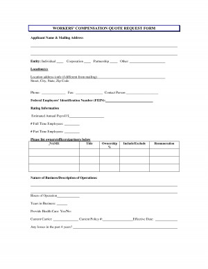 WORKERS' COMPENSATION QUOTE REQUEST FORM