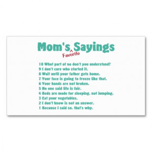 Mom's favorite sayings on gifts for her. business card template from ...