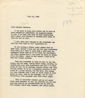 Correspondence between Eleanor Roosevelt and TuskegeeAirman Cecil ...