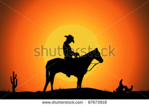 Cowboy And His Horse A cowboy on his horse alone in