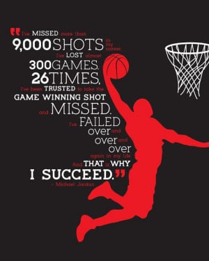 Typographic Poster - Michael Jordan Quote - Basketball Dunk Graphic