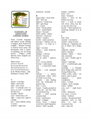 GLOSSARY OF ASSOCIATED CORNISH WORDS Some Cornish language and by ...
