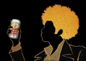 ... ads - Gold and black picture of 70's disco boy- great visual beer ads