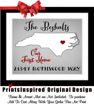 Our First Home Housewarming Gift Custom Map State Print: Add Quote ...