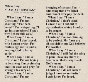 Christianity When I say I am a Christian Poem