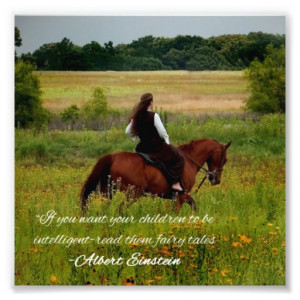 Girl Riding Horse Fairy Tale Einstien Quote Print Photographic Print