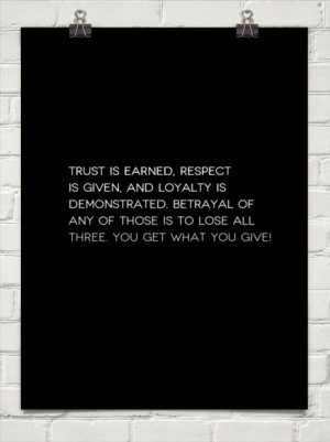 Trust is earned, respect is given, and loyalty is demonstrated ...