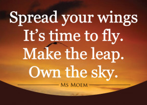 ... wings it's time to fly. Make the leap. Own the sky. | poem quote | ms
