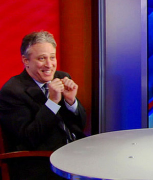 Jon Stewart, host of The Daily Show, invoking Peter Finch's classic ...