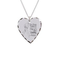 Mesothelioma Ribbon Necklace Heart Charm for