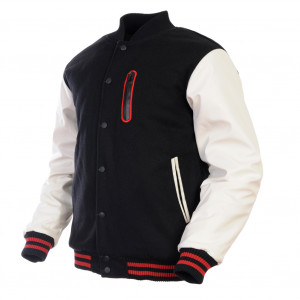 ... & White Red Zip Varsity Wool & Synthetic Leather Letterman Jacket
