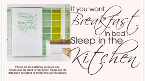 Details about BREAKFAST IN BED SLEEP IN THE KITCHEN - Wall quote ...