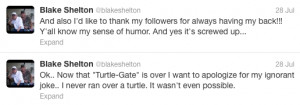 ... blake shelton killed a turtle and bragged about it on twitter 516x181