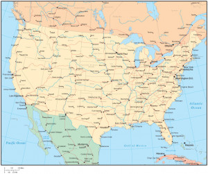 Multi Color United States Map with US States, Canadian Provinces ...
