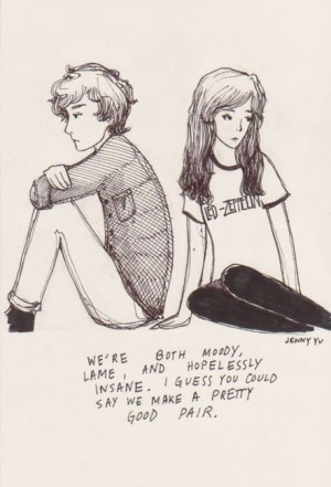 couple, cute, drawing, insane, lame, moody, pair, text