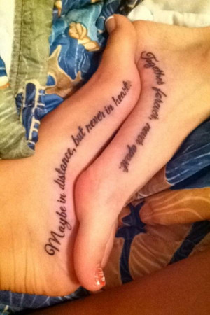 Cursive Font Foot Tattoos for Best Friends