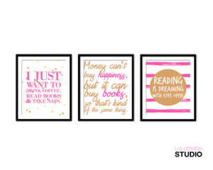 ... Reading Quotes - Book Quotes - Gift For Book Lovers - Pink and Gold