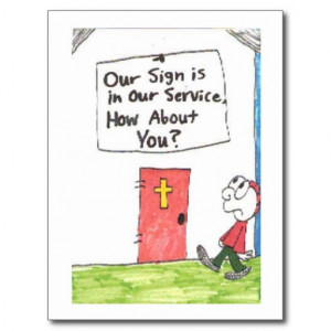 Postcard of animated funny church sayings