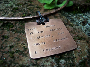 Copper Memorial Quote Pendant on Neck Ring Collarette 