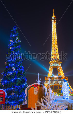 PARIS - DECEMBER 16, 2013: A Christmas tree in the Trocadero gardens ...