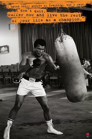 Muhammad Ali DON'T QUIT Heavy Bag Training Boxing Poster - Pyramid ...
