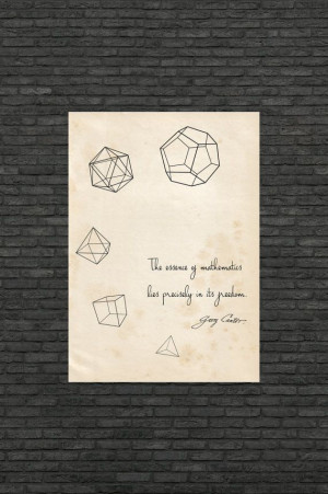 Science art - Mathematics - Cantor quote and the five Platonic Solids ...